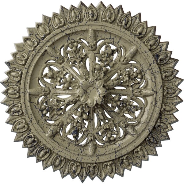Ekena Millwork Lariah Ceiling Medallion (Canopies up to 1 3/8"), 24 3/4"OD 1 3/8"ID x 3 1/4"P, Castle Stone Crackle CM24LACSC - main